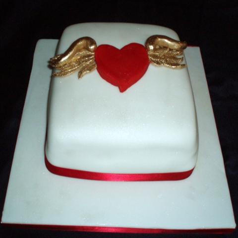 Winged Heart Wedding Cake