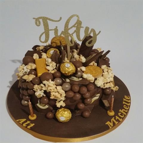 Golden Chocolate Drip Cake
